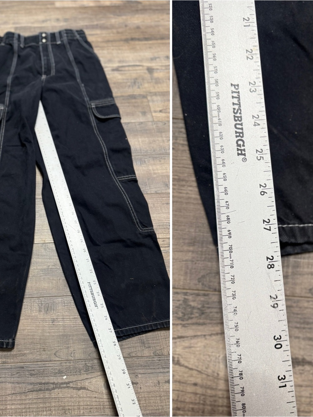 BDG Urban Outfitters Black Cargo Pants with Contrast Stitching Women's Size 31 - Picture 8 of 12